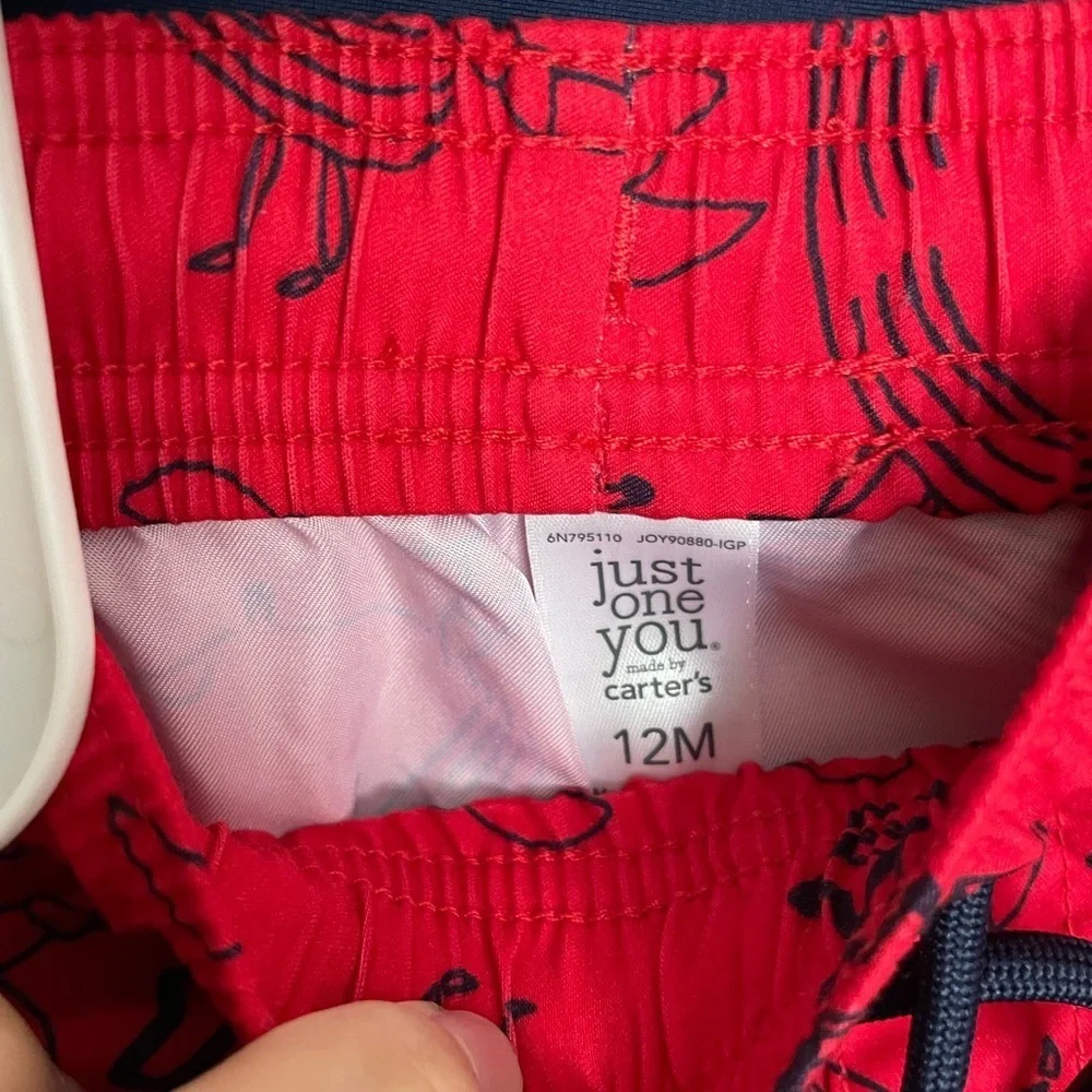 Carter's Navy and Red Crab Swim Set NWT 9-12 month size